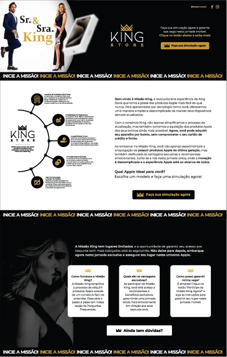 Page developed for King Store Brazil shown on a laptop